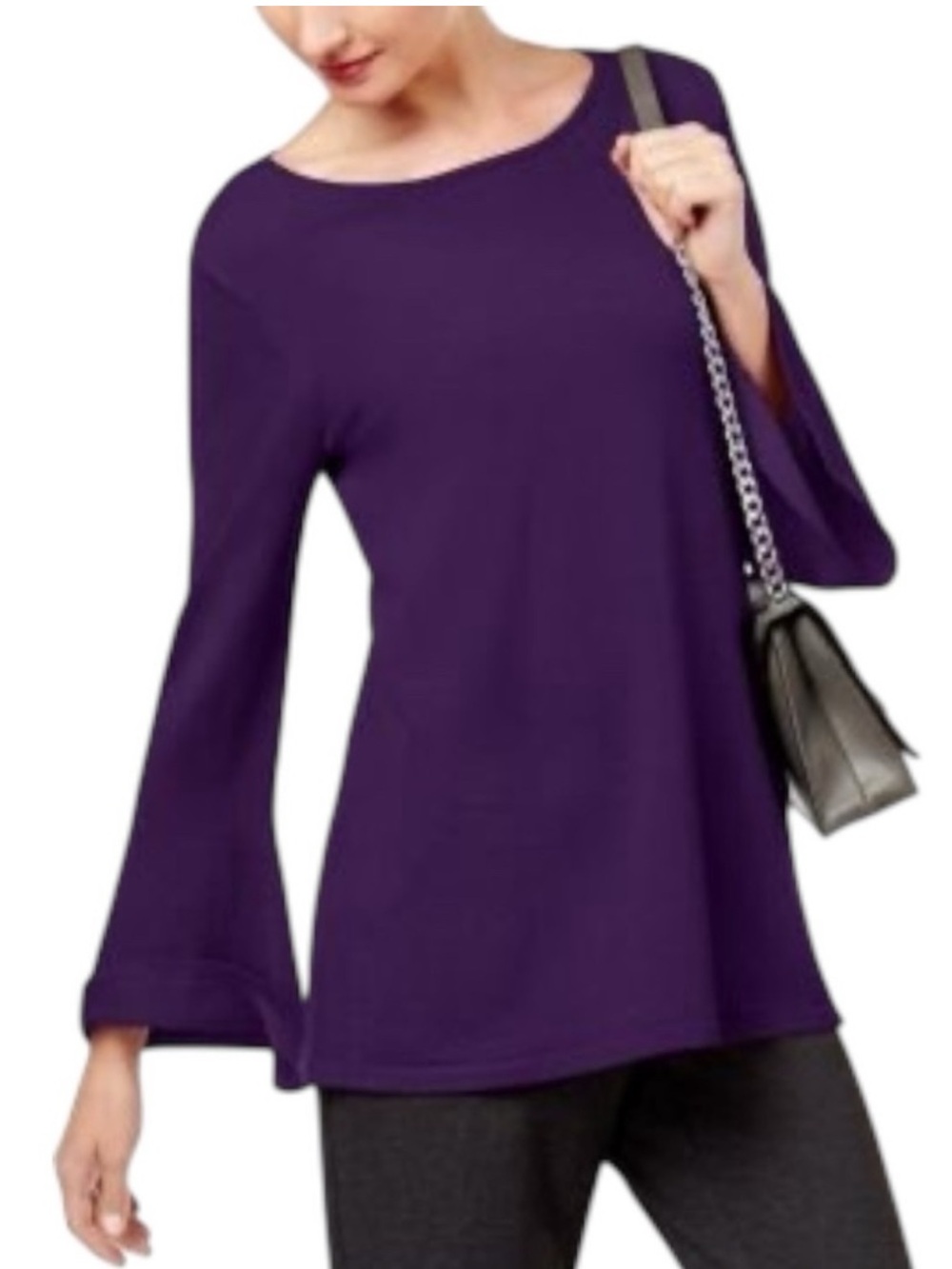 Alfani Purple 3/4 Bell Sleeve Knit Sweater Size Small